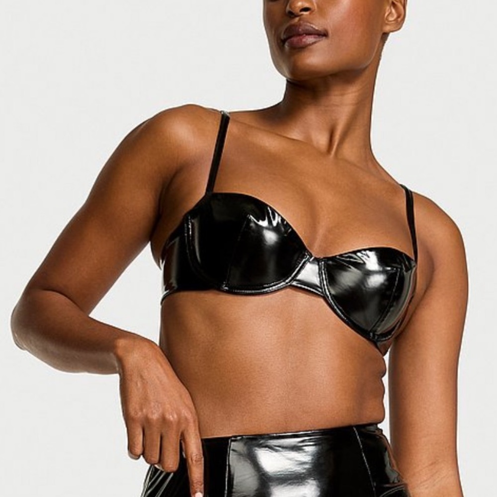 Victoria's Secret Glossy Black Balconette Bra XS